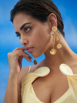 Shaze - Nautilus Charm Drop Earrings (L)