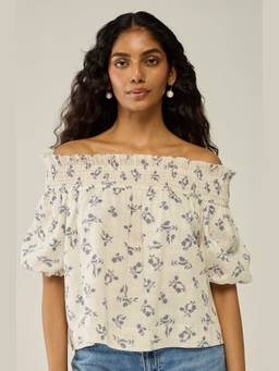 Move About Effortlessly - White Off-Shoulder Top