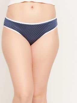 Clovia - Low Waist Polka Dot Print Bikini Panty In Navy Blue