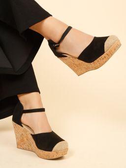 Flat n Heels - Women Black Wedges Heels