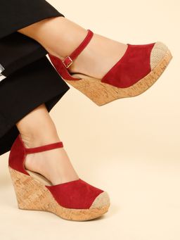 Flat n Heels - Women Maroon Wedges Heels