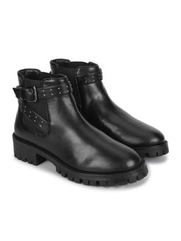 Yoho - Women Black Buckle Boots