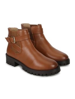 Yoho - Women Tan Buckle Boots