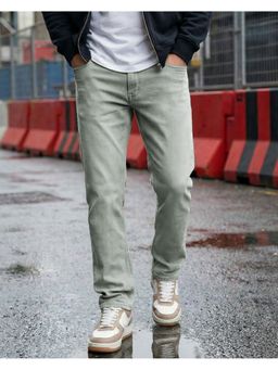 Bewakoof - Men Grey Washed Slim Straight Fit Stretchable Mid-Rise Jeans