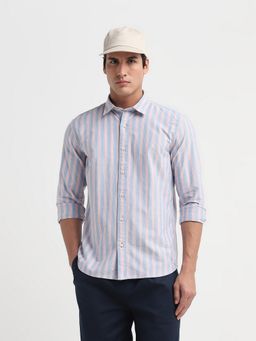 SELECTED HOMME - Blue Striped Cotton Oxford Shirt
