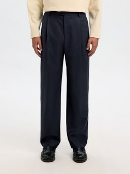SELECTED HOMME - Navy Blue Loose Fit Otto Lano Pleat Trouser