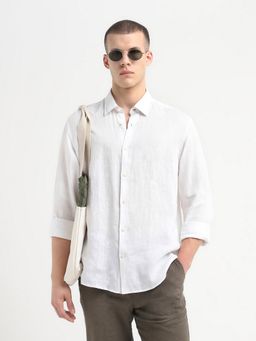 SELECTED HOMME - White Linen Full Sleeves Shirt
