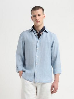 SELECTED HOMME - Light Blue Linen Full Sleeves Shirt