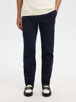 SELECTED HOMME - Structured Dyed Slim Fit Navy Blue Chinos