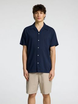 SELECTED HOMME - Navy Blue Cuban Collar Regular Fit Shirt