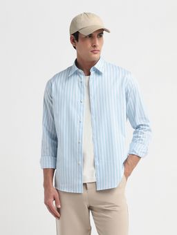SELECTED HOMME - Light Blue Striped Dobby Shirt