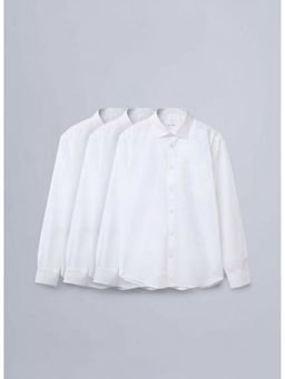 KINGDOM OF WHITE - Men Pure Cotton Regular Fit White Formal Shirt (Pack of 3)