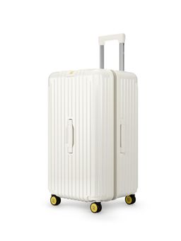 EUME - Trunk Medium Check-in Expandable Polycarbonate Trolley Bag with Spinner Wheels - Vanilla White