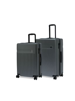 EUME - Classic Polycarbonate Trolley Bags with 8 Hinomoto Wheels - Graphite Grey (M/L) (Pack of 2)