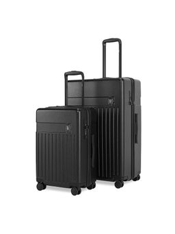 EUME - Classic Polycarbonate Trolley Bags with 8 Hinomoto Wheels - Charcoal Black (S/L) (Pack of 2)