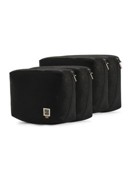 EUME - Multi Size Packing Cubes Toiletry & Travel Organiser Pouches - Black (M/L) (Pack of 4)