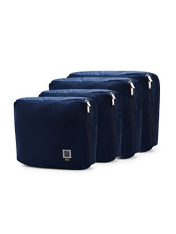 EUME - Multi Size Packing Cubes Toiletry & Travel Organiser Pouches - Navy Blue (M/L) (Pack of 4)