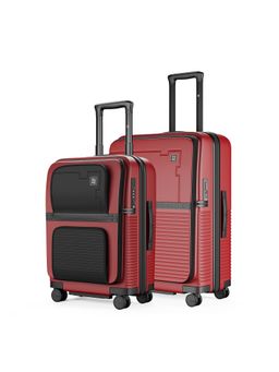 EUME - Aerotop Top Open Polycarbonate Hard Trolley Bags - Carmine Red (S/M) (Pack of 2)