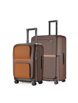 EUME - Aerotop Top Open Polycarbonate Hard Trolley Bags - Espresso Brown (S/L) (Pack of 2)
