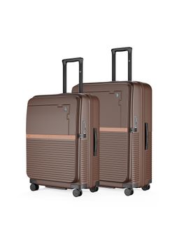 EUME - Aerotop Top Open Polycarbonate Hard Trolley Bags - Espresso Brown (M/L) (Pack of 2)