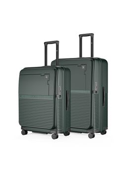 EUME - Aerotop Top Open Polycarbonate Hard Trolley Bags - Pine Green (M/L) (Pack of 2)