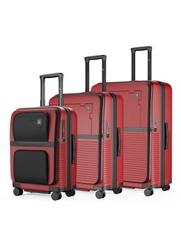 EUME - Aerotop Top Open Polycarbonate Hard Trolley Bags - Carmine Red (S/M/L) (Pack of 3)