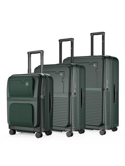 EUME - Aerotop Top Open Polycarbonate Hard Trolley Bags - Pine Green (S/M/L) (Pack of 3)