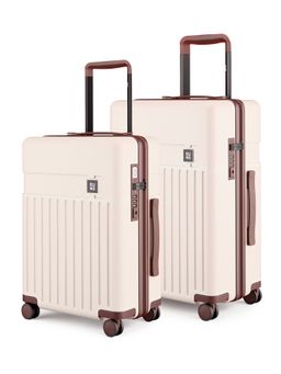 EUME - Classic Hard Polycarbonate Trolley Bags - Mocha White (S/M) (Pack of 2)