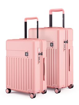 EUME - Classic Hard Polycarbonate TSA Lock Trolley Bags - Pink Blaze (S/M) (Pack of 2)