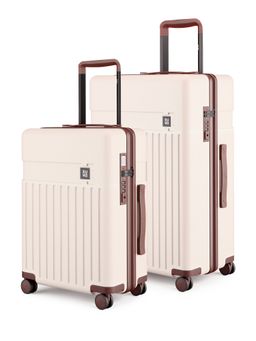 EUME - Classic Hard Polycarbonate Trolley Bags - Mocha White (S/L) (Pack of 2)