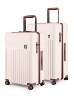EUME - Classic Hard Polycarbonate Trolley Bags - Mocha White (M/L) (Pack of 2)