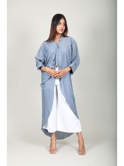 Fawn 24 - Blue Denim Wrap Long Shirt