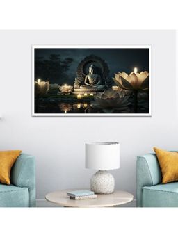 Dekorstation - Eternal Enlightenment Lord Buddha Meditating In Lotus Wall Painting