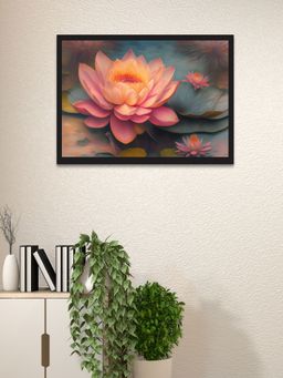 Dekorstation - Pink Lotus Flower Floating Frame Canvas Wall Painting