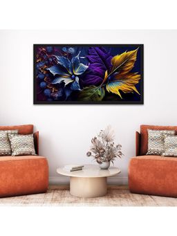 Dekorstation - Beautiful Dark Leaf Multicolor Floating Frame Canvas Wall Painting