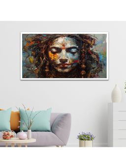 Dekorstation - Beautiful Abstract Painting of A Woman Face Floating Frame Wall Painting