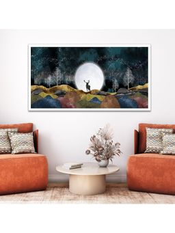 Dekorstation - Beautiful Deer In Moonlight Forest Floating Frame Canvas Wall Painting