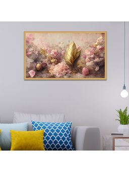 Dekorstation - Golden Leaf and Twigs On Light Background Wall Painting