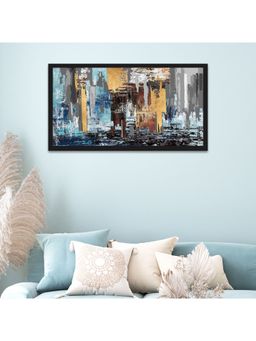 Dekorstation - Blue Abstract Floating Frame Canvas Wall Painting