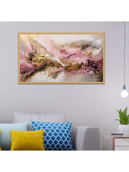 Dekorstation - Abstract Background Pink and Gold Colorful Floating Frame Wall Painting