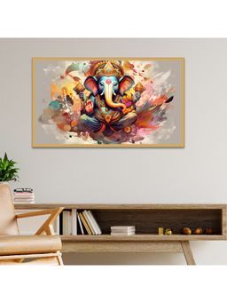 Dekorstation - Divine Vighnaharta Lord Ganesha Floating Frame Landscape Wall Painting