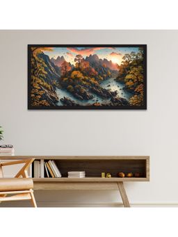 Dekorstation - Beautiful Nature Autumn Mountain Floating Frame Landscape Wall Painting