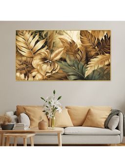Dekorstation - Painting For Art Prints Golden Leaf Printed Floating Frame Wall Painting