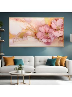Dekorstation - Canvas Floral Wall Decoration Pink Flower Floating Frame Wall Painting