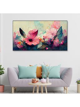 Dekorstation - Floral Abstract Pink Flower Floating Frame Wall Painting