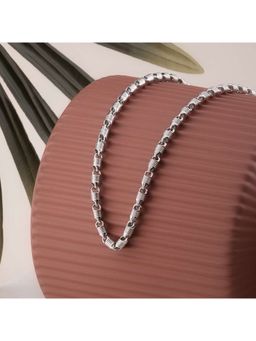 Palmonas - 925 Sterling Silver Ribbed Barrel Link Chain for Mens
