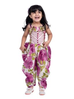 TWISHA - Cotton Sleeveless All Over Printed Jumpsuit - Purple And White