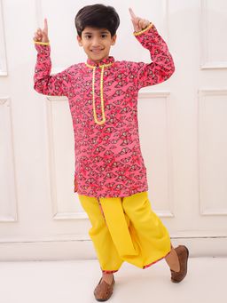 TWISHA - Rayon Full Sleeves Butterfly Printed Kurta With Dhoti - Multi-Color