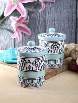 VarEesha - The Royal Crown Blue Handmade Ceramic 6 Inch 750 ml Jars