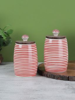 VarEesha - Parikrama Red Spiral Leak Proof Handmade Ceramic Dholak Jars